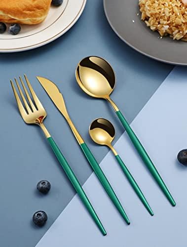 XSZON Mutfak Gıda paslanmaz çelik çatal bıçak Yaratıcı Uzun Saplı biftek bıçağı Çatal Kaşık Gıda Dört Ana Adet Titanyum Altın