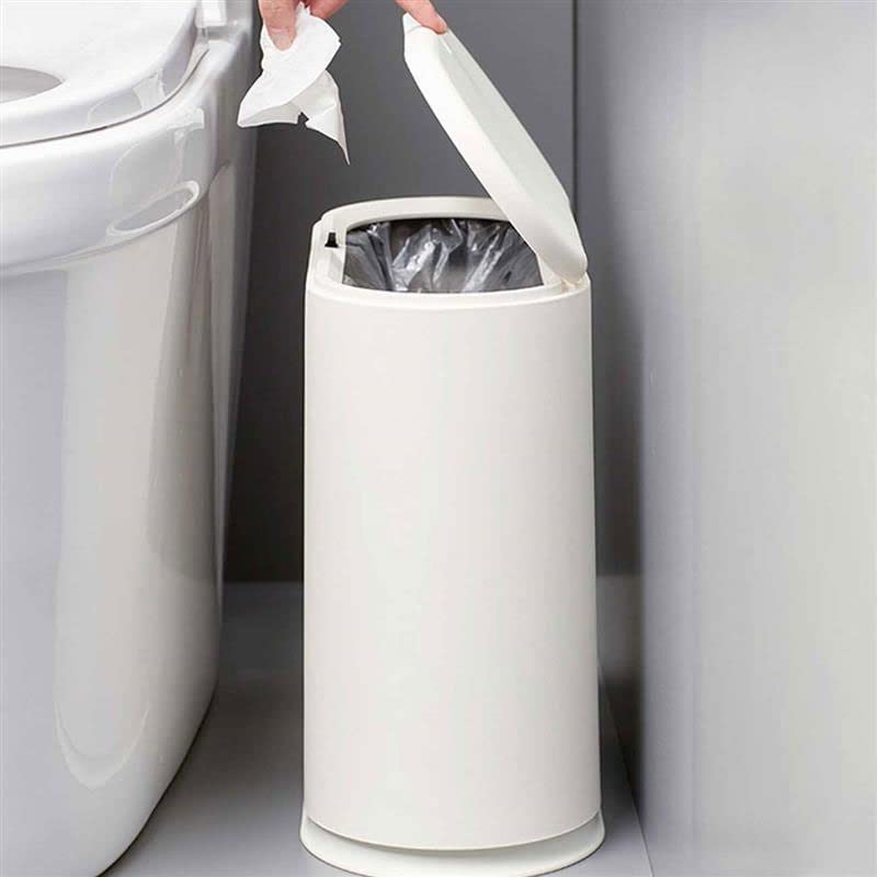 İtme Üst Kapaklı DOBA ince Plastik çöp tenekesi, Banyo, Oturma Odası, Ofis ve Mutfak için Beyaz çöp tenekesi ( Renk : Bir