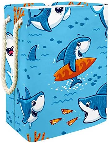 Inhomer Sevimli Karikatür Köpekbalıkları 300D Oxford PVC Su Geçirmez Giysiler Sepet Büyük çamaşır sepeti Battaniye Giyim
