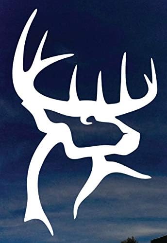 Buck Geyik Komutanı 6 Uzun Boylu Spor Avcıları Logosu Kalıp Kesim Çıkartması-Beyaz Renk