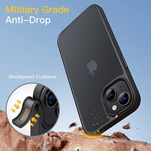 JETech Mat iPhone için kılıf 14 Artı 6.7 İnç, Darbeye Dayanıklı Askeri Sınıf Düşme Koruması, Buzlu Saydam Arka Telefon Kapağı,