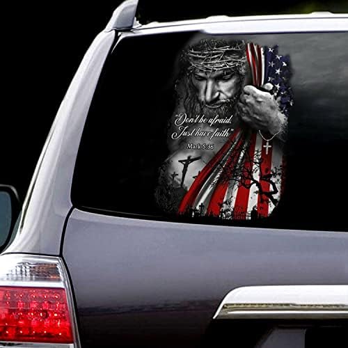 Korkma Sadece Var İnanç İsa Amerikan Bayrağı Sticker İsa Tanrı Hıristiyan Amerika Birleşik Devletleri Çıkartması Araba Çıkartması