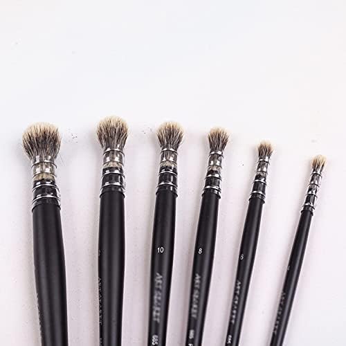 SDGH 6 ADET Saç Doğal Ahşap Çubuk Kolu Yağ ve Akrilik Resim Sanatı Boya Fırçası Çizim için