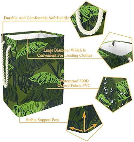 DEYYA Tropikal Yaprak Yeşil çamaşır sepetleri Sepet Uzun Boylu Sağlam Katlanabilir Yetişkin Çocuklar için Genç Erkek Kız