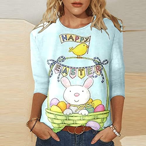 Bayanlar Tshirt 3/4 Kollu Crewneck Pamuk Çiçek Sevimli Hayvan Tavşan Kostümleri Cosplay Bluz Tshirt Genç Kız T6