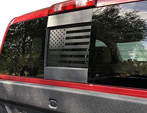 Yükseltilmiş Oto Styling - Arka Orta Pencere Amerikan Bayrağı Uyar Chevy Silverado Sierra 2004-2018 (İnce Mavi Çizgi)