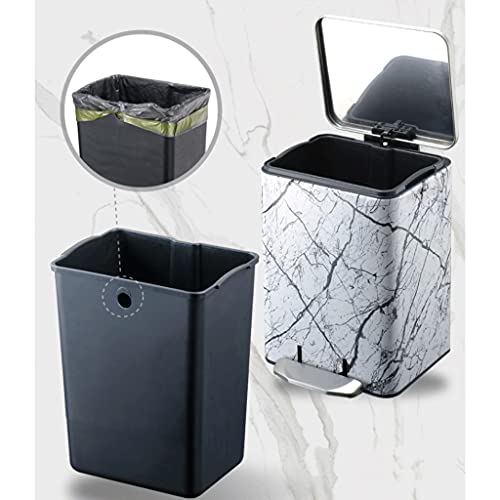 KOMSHU Kapalı Çöp Kutuları Plastik İç Kovalı Paslanmaz Çelik+PU Basamaklı Çöp Tenekesi Yumuşak Kapaklı Çöp Tenekesi, Mutfak