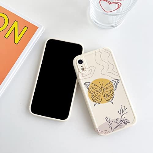 INJPCUCA iPhone XR Kılıf ile uyumlu Sevimli (6.1), Kızlar Kadınlar için Çiçek Desenli Soyut Tasarım Darbeye Dayanıklı Estetik