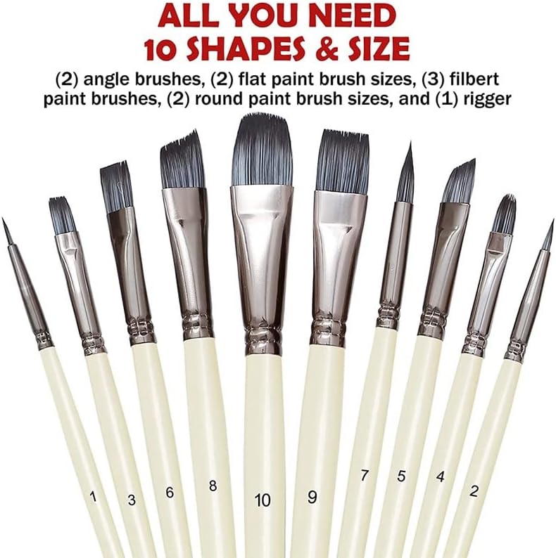 QJPAXL 10 adet Sanatçı boya fırçası Seti Akrilik Yağ Suluboya Guaj Boya Sanat Yüz Vücut Profesyonel Minyatür Boyama Fırçaları