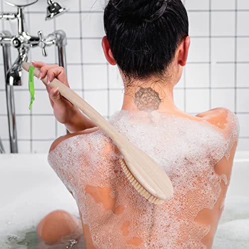 EcoTools Kıl Banyo Fırçası, Nazik, Sert Kıllara Sahip Duş Vücut Fırçası, Uzun Bambu Saplı, Sırt ve Vücut için Nazikçe Peeling,