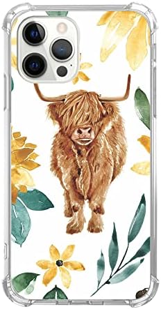 Lemıfelgby Çiçek Yayla İnek Kılıf iPhone 13 Pro ile Uyumlu, sevimli Scotish Sığır Telefon Kılıfı için iPhone 13 Pro, serin