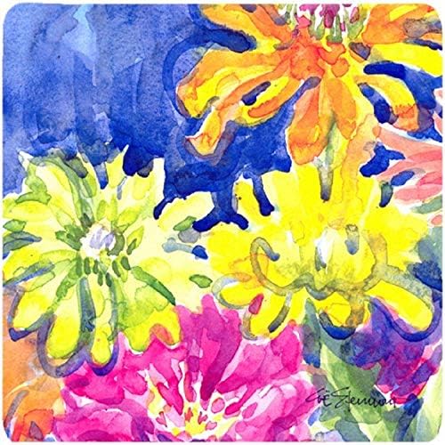 Caroline's Treasures Çiçek Köpük Bardak Altlığı (4'lü Set), 3,5 Y x 3,5 W, Çok Renkli