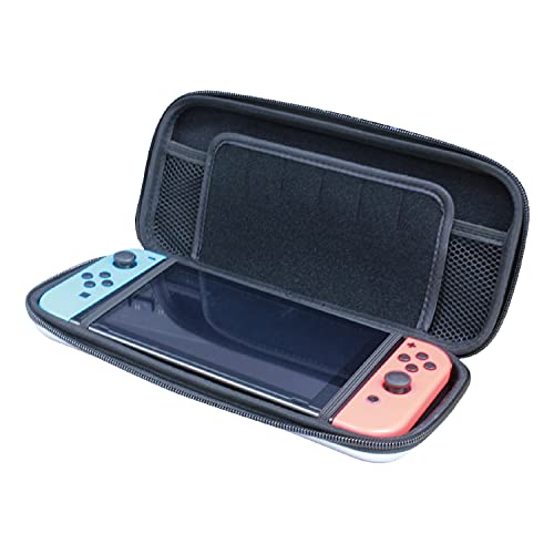 アローン Nintendo Switch用カーボン調EVAポーチ 日本メーカー, Gümüş × Siyah