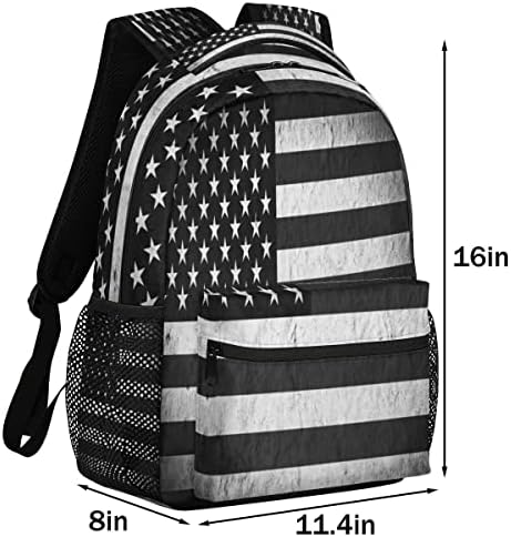 Beyaz Siyah Amerikan Bayrağı Sırt Çantası 16 in Su Geçirmez Seyahat Laptop Sırt Çantası Duffle spor çantası Koleji Okul Bookbag