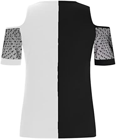 Yaz Sonbahar pamuklu bluz Tee Kızlar için 2023 Kısa Kollu Soğuk Omuz Derin V Boyun Örgü Brunch Tshirt 54 54