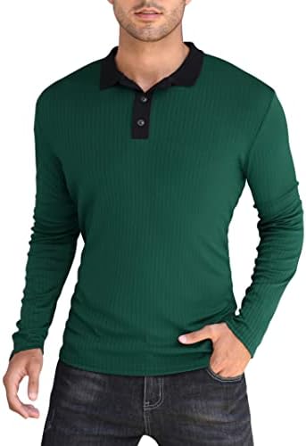 EliteSpirit erkek Uzun Kollu polo gömlekler Slim Fit Iş Rahat golf gömlekleri Şık Ince Yakalı Gömlek