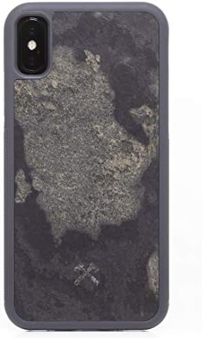 Ahşap Aksesuarlar-iPhone Xs Max, EcoBump Stone (Camo Grey)ile Uyumlu Gerçek Taş Kasa