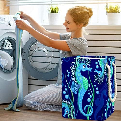 Inhomer Mavi Deniz Hayvan Desen 300D Oxford PVC Su Geçirmez Giysiler Sepet Büyük çamaşır sepeti Battaniye Giyim Oyuncaklar