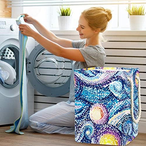 Inhomer Gece Gökyüzü Yıldız Van Gogh Tarzı 300D Oxford PVC Su Geçirmez Giysiler Sepet Büyük çamaşır sepeti Battaniye Giyim