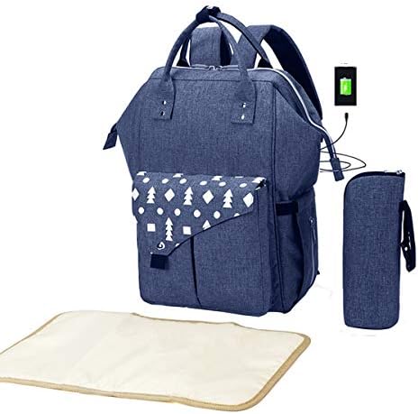 Bebek bezi çantası Sırt Çantası Dahili USB şarj portu Büyük Bebek Bezi Çantaları Nappy Sırt Çantası