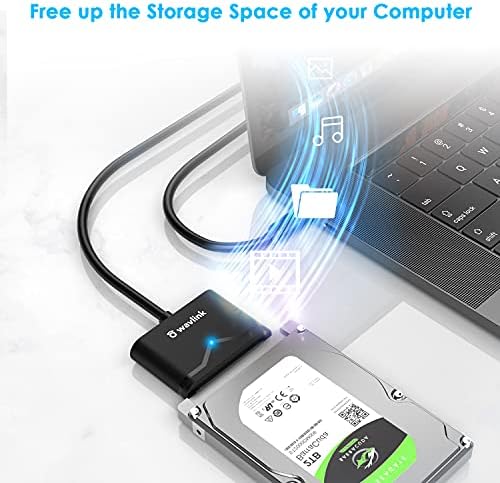 WAVLİNK SATA USB C Adaptör Kablosu, USB-C (Thunderbolt 3) SATA III Sabit Sürücü Adaptörü için Uyumlu 2.5 SSD ve HDD Sabit