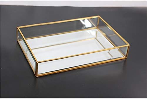 Dekoratif Tepsi Altın Ayna Tepsi Parfüm Vanity Dresser Metal Dekoratif Takı Organizatör Makyaj Tepsisi Banyo Depolama Tepsisi
