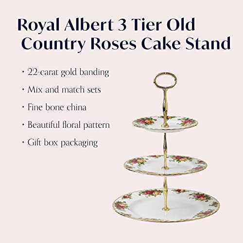 Royal Albert Eski Ülke Gülleri Üç Katmanlı Kek Standı, 11,5, Çoklu