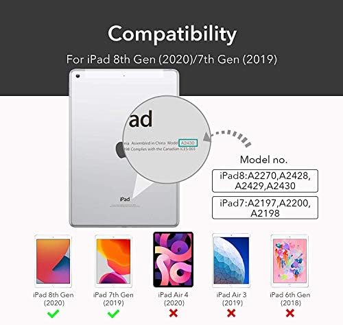 Rayhee iPad Kılıfı için Yeni iPad 8th Gen (2020) / 7th Nesil (2019) 10.2 İnç,360 Derece dönen standı Akıllı Kapak ile Otomatik
