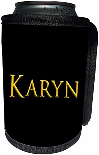 3dRose Karyn, Amerika'da yaygın kadın adı. Siyah üzerine sarı. - Şişe Sargısını Soğutabilir (cc-362745-1)