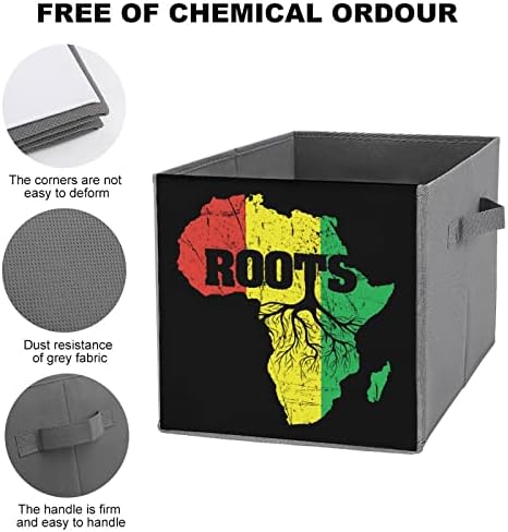 Afrika Haritası Reggae Rasta Kökleri Katlanabilir eşya kutuları Baskılı Kumaş Küp Sepetleri Kolları ile Giysi için Oyuncaklar,