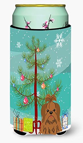 Caroline's Treasures BB4211TBC Merry Christmas Ağacı Shih Tzu Gümüş Çikolata Uzun Boy Hugger, Can Soğutucu Kol Hugger Makinede