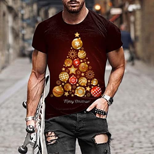 WYBAXZ 2022 Noel Erkekler Sonbahar Kış Rahat Kısa Kollu Noel 3D Baskılı T Shirt Moda üst Bluz Erkekler Rahat
