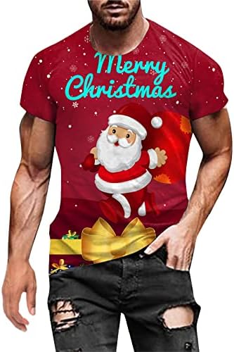 WYBAXZ 2022 Noel Erkekler Sonbahar Kış Rahat Kısa Kollu Noel 3D Baskılı T Shirt Moda Üst Bluz Teknoloji Seti