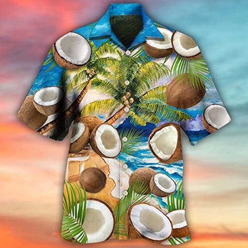 Hawaii Kısa Kollu Erkekler için 2023 3D Baskılı Gömlek Tropikal Kısa Kollu Plaj Rahat Düğmeli Aloha Gömlek