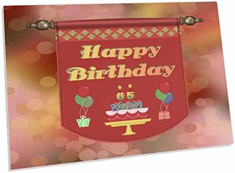 3dRose 65. Yaş Günün Kutlu Olsun Afişi, Hediyeli ve Balonlu Kek - Masa Pedi Yer Paspasları (dpd-186511-1)