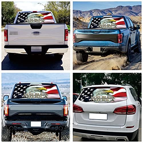 Amerikan Bayrağı Kel Kartal 3D Şeffaf Araba Arka Arka Cam Çıkartması vinil yapışkan kamyonet Pencere Çıkartması Mutlu Cadılar